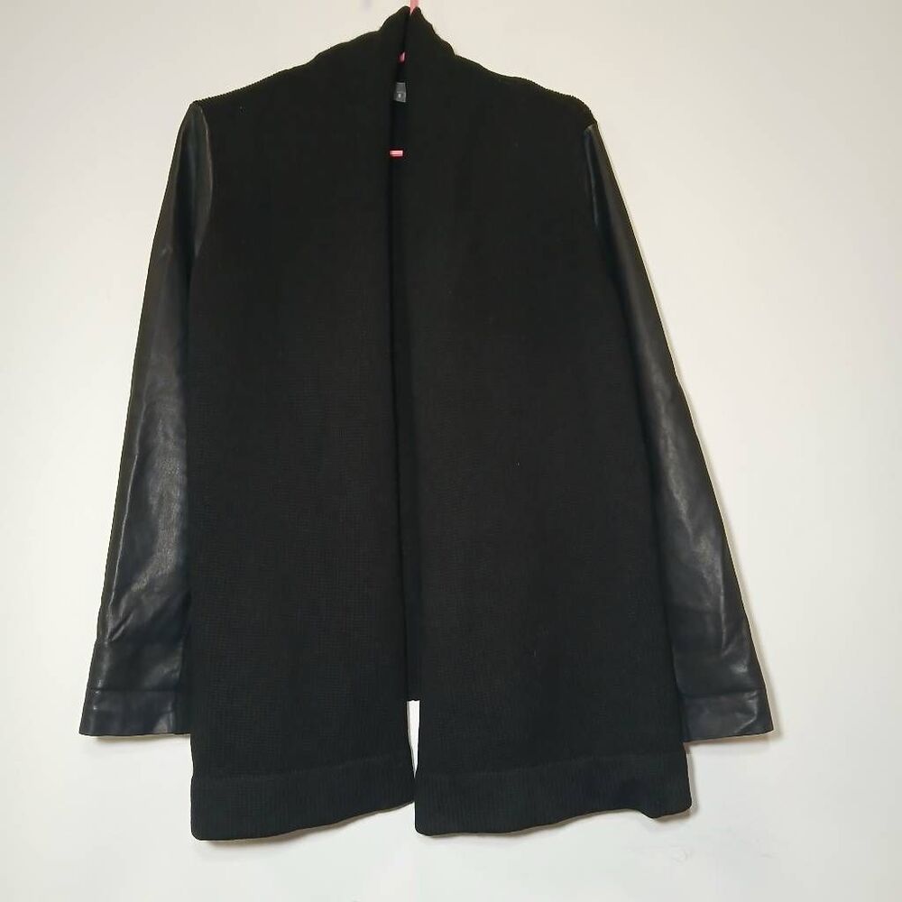 Vince womens small lamb leather yak wool blazer jacket mix media fabric